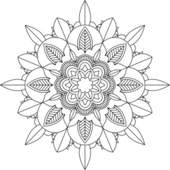 Easy Mandala coloring book simple and basic for beginners, seniors and children. Set of Mehndi flower pattern for Henna drawing and tattoo. Decoration in ethnic oriental, Indian style.