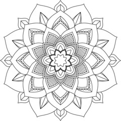 Easy Mandala coloring book simple and basic for beginners, seniors and children. Set of Mehndi flower pattern for Henna drawing and tattoo. Decoration in ethnic oriental, Indian style.