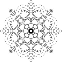Easy Mandala coloring book simple and basic for beginners, seniors and children. Set of Mehndi flower pattern for Henna drawing and tattoo. Decoration in ethnic oriental, Indian style.