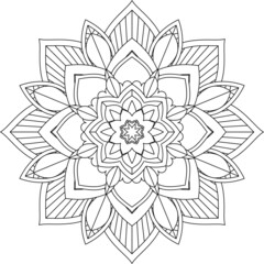 Easy Mandala coloring book simple and basic for beginners, seniors and children. Set of Mehndi flower pattern for Henna drawing and tattoo. Decoration in ethnic oriental, Indian style.