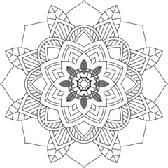 Easy Mandala coloring book simple and basic for beginners, seniors and children. Set of Mehndi flower pattern for Henna drawing and tattoo. Decoration in ethnic oriental, Indian style.