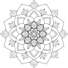 Easy Mandala coloring book simple and basic for beginners, seniors and children. Set of Mehndi flower pattern for Henna drawing and tattoo. Decoration in ethnic oriental, Indian style.