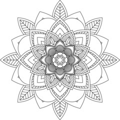 Easy Mandala coloring book simple and basic for beginners, seniors and children. Set of Mehndi flower pattern for Henna drawing and tattoo. Decoration in ethnic oriental, Indian style.