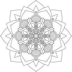 Easy Mandala coloring book simple and basic for beginners, seniors and children. Set of Mehndi flower pattern for Henna drawing and tattoo. Decoration in ethnic oriental, Indian style.