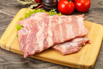 Raw pork ribs for cooking