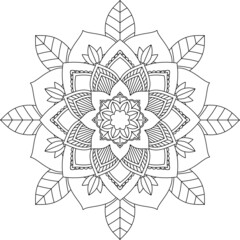 Easy Mandala coloring book simple and basic for beginners, seniors and children. Set of Mehndi flower pattern for Henna drawing and tattoo. Decoration in ethnic oriental, Indian style.