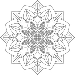 Easy Mandala coloring book simple and basic for beginners, seniors and children. Set of Mehndi flower pattern for Henna drawing and tattoo. Decoration in ethnic oriental, Indian style.