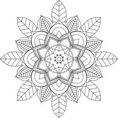 Easy Mandala coloring book simple and basic for beginners, seniors and children. Set of Mehndi flower pattern for Henna drawing and tattoo. Decoration in ethnic oriental, Indian style.