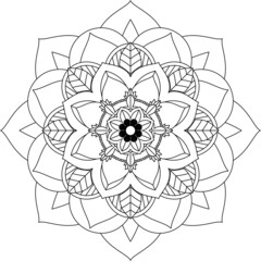 Easy Mandala coloring book simple and basic for beginners, seniors and children. Set of Mehndi flower pattern for Henna drawing and tattoo. Decoration in ethnic oriental, Indian style.