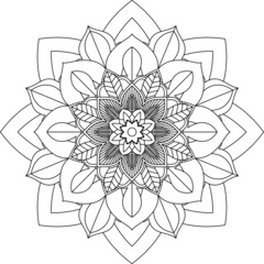 Easy Mandala coloring book simple and basic for beginners, seniors and children. Set of Mehndi flower pattern for Henna drawing and tattoo. Decoration in ethnic oriental, Indian style.