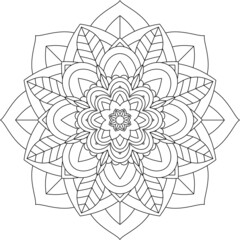 Easy Mandala coloring book simple and basic for beginners, seniors and children. Set of Mehndi flower pattern for Henna drawing and tattoo. Decoration in ethnic oriental, Indian style.