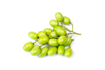 Medicinal neem fruits isolated on white background.