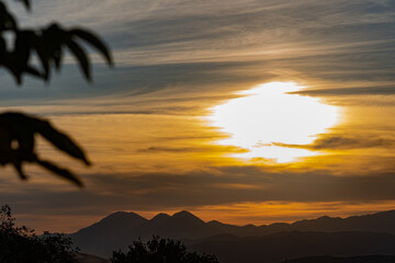 Molise, Mainarde, sunset. The Mainarde mountain range extends along the border between Molise and...