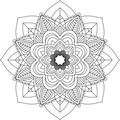 Easy Mandala coloring book simple and basic for beginners, seniors and children. Set of Mehndi flower pattern for Henna drawing and tattoo. Decoration in ethnic oriental, Indian style.