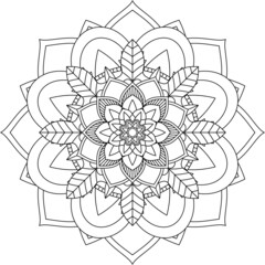 Easy Mandala coloring book simple and basic for beginners, seniors and children. Set of Mehndi flower pattern for Henna drawing and tattoo. Decoration in ethnic oriental, Indian style.