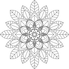 Easy Mandala coloring book simple and basic for beginners, seniors and children. Set of Mehndi flower pattern for Henna drawing and tattoo. Decoration in ethnic oriental, Indian style.
