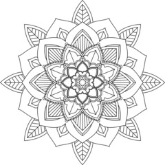 Easy Mandala coloring book simple and basic for beginners, seniors and children. Set of Mehndi flower pattern for Henna drawing and tattoo. Decoration in ethnic oriental, Indian style.