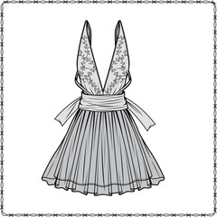 Editable fashion garment flat sketch for creating new designs