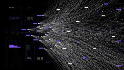 Communication system and visualization of data analysis, information flow and sorting by artificial intelligence, vector business presentation