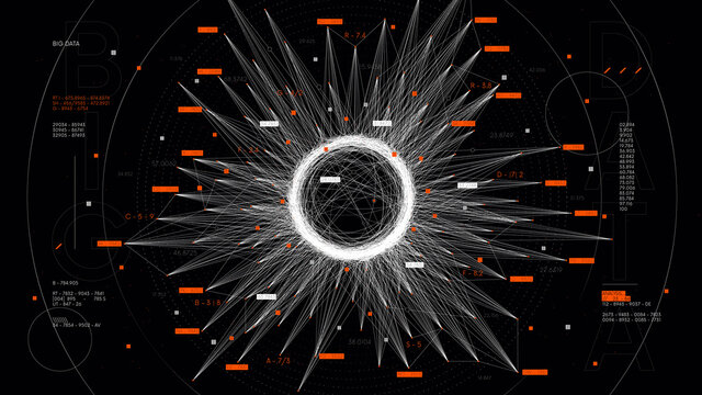 Cluster classification visualization big data stream, database cloud, futuristic technology hub