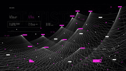 Smart artificial intelligence system, collection and sorting of big data, information flow visualization, vector illustration