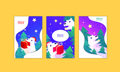 Christmas set of cards. Flat design illustration