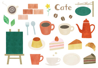 水彩風のコーヒー＆カフェイラスト