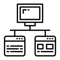 Website Indexing Concept, Deep Link SEO Digital Marketing Vector Line Icon Design, Cloud computing and Internet hosting services Symbol on White background 