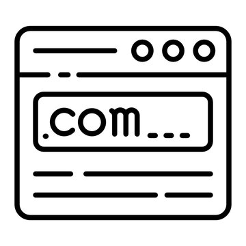Tld .com register concept, dot com domain url vector Icon design, Cloud computing and Web hosting services Symbol on White background 