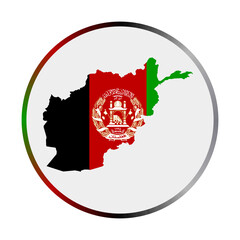 Afghanistan icon. Shape of the country with Afghanistan flag. Round sign with flag colors gradient ring. Amazing vector illustration.