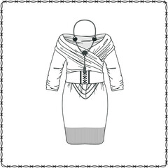 women dress editable fashion flat sketch for creating new designs mockup