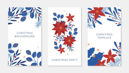 Obraz na płótnie Canvas Biundle of Christmas and Happy New Year insta story templates.Holiday ad and promo concepts.Modern vector layouts.Xmas trendy design for social media marketing,digital post,prints,banners.