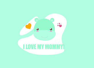 cute animal faces with inscriptions, colored vector illustration on a white background