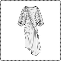 women dress editable fashion flat sketch for creating new designs mockup