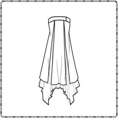 women dress editable fashion flat sketch for creating new designs mockup