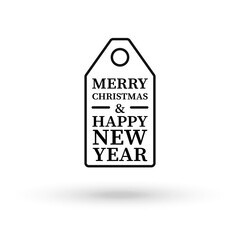Christmas and New Year gift tag sticker. Vector illustration on white background.