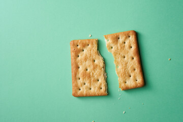 Cream Cracker Biscuit on yellow background