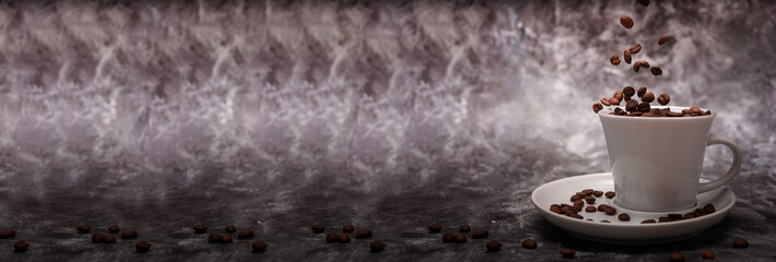 coffee Cup on marble background.