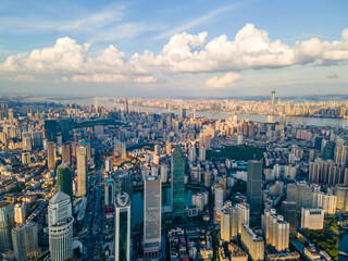 Cityscape of Wuhan city with cloud.Panoramic skyline and buildings.