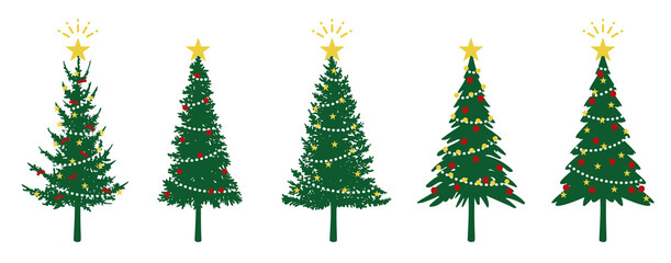 Obraz premium Illustration set of various Christmas trees