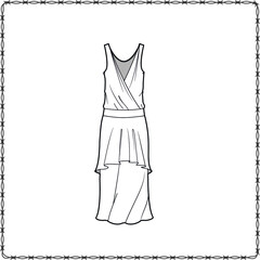 women dress editable fashion flat sketch for creating new designs mockup