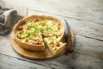 Homemade zucchini quiche with cheese