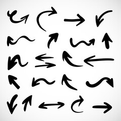 Vector set of hand-drawn arrows, elements for presentation