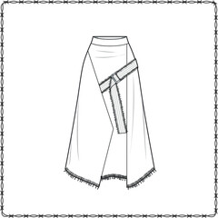 skirts dress editable fashion flat sketch for creating new designs mockup