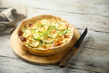 Homemade zucchini quiche with cheese