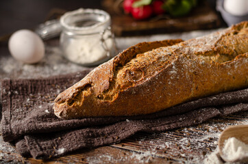 Homemade rustic baguette