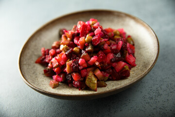 Traditional Russian salad with beetroot