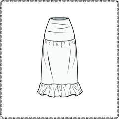 skirts dress editable fashion flat sketch for creating new designs mockup