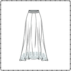 skirts dress editable fashion flat sketch for creating new designs mockup