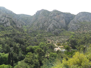 Fototapeta premium The colorful and beautiful landscapes of the mountains and valleys on the greek island of Samos in the Aegean Sea, Greece